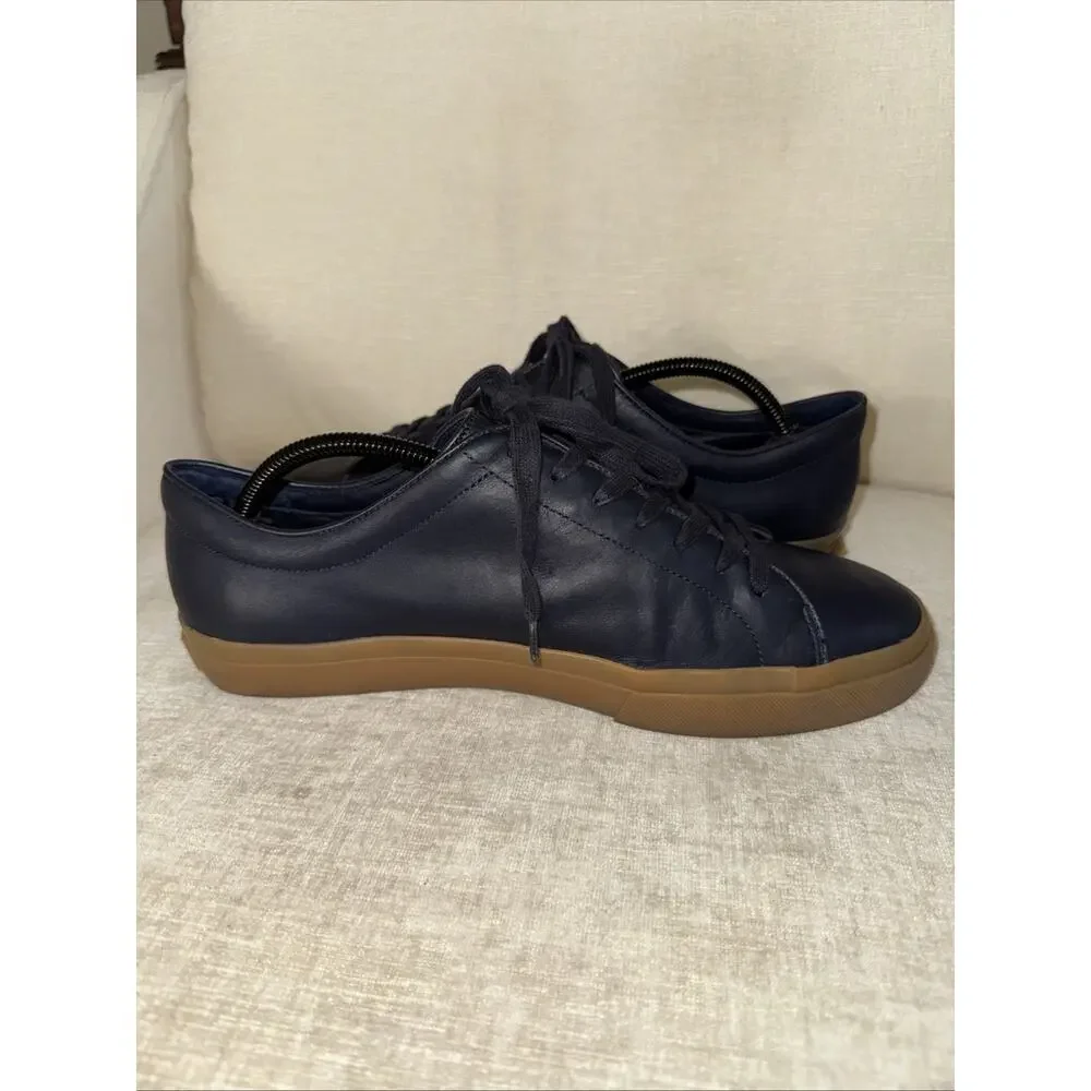 Vince Low Top Leather Sneaker Shoes Lace-Up Men's Black Size US10.5M EU44.5